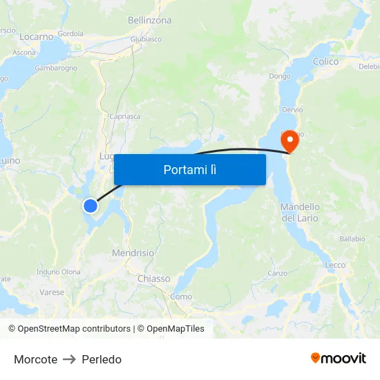 Morcote to Perledo map