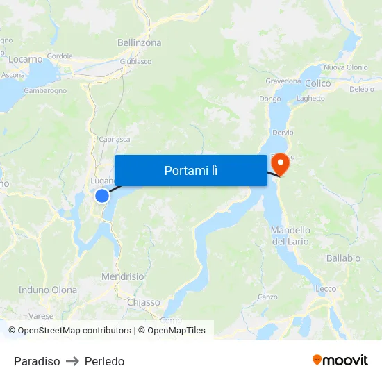 Paradiso to Perledo map