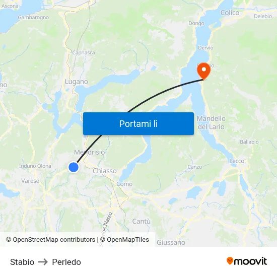 Stabio to Perledo map