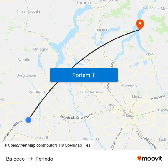 Balocco to Perledo map