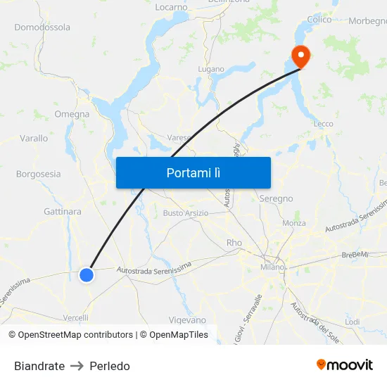 Biandrate to Perledo map