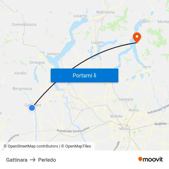 Gattinara to Perledo map