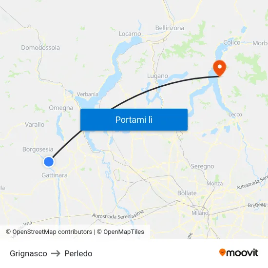 Grignasco to Perledo map