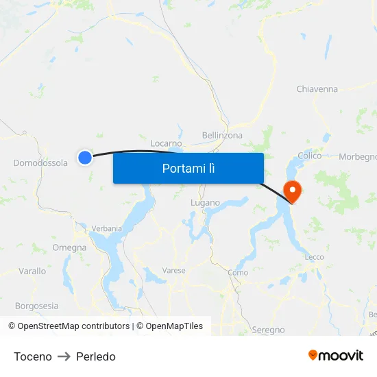 Toceno to Perledo map