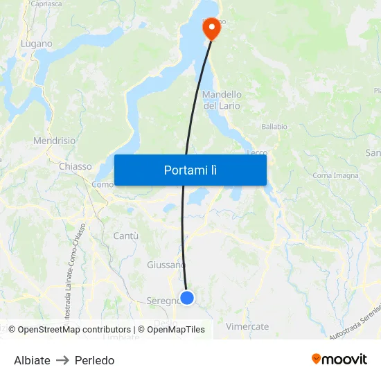 Albiate to Perledo map