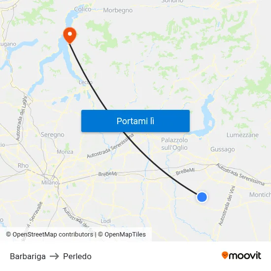 Barbariga to Perledo map