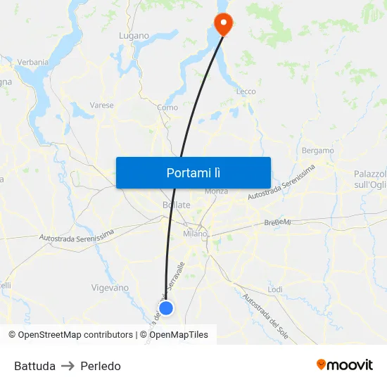 Battuda to Perledo map