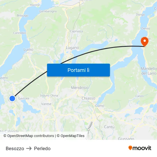 Besozzo to Perledo map