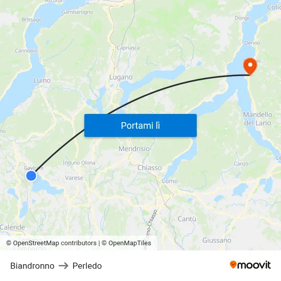 Biandronno to Perledo map
