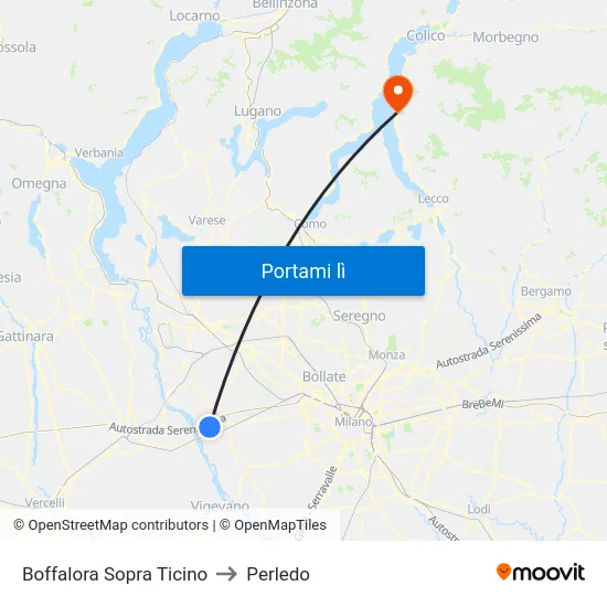 Boffalora Sopra Ticino to Perledo map