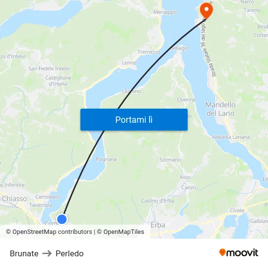 Brunate to Perledo map