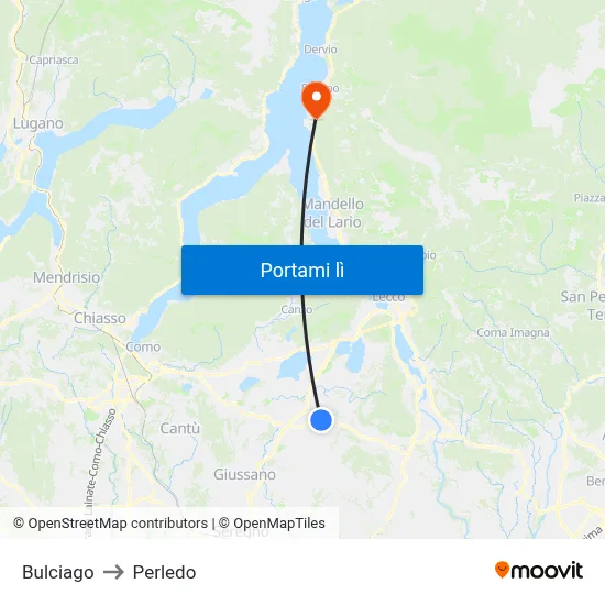 Bulciago to Perledo map