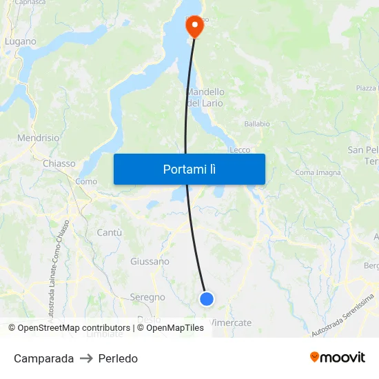 Camparada to Perledo map