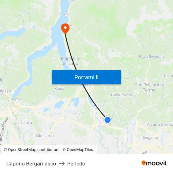 Caprino Bergamasco to Perledo map
