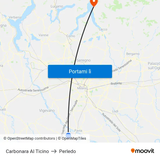 Carbonara Al Ticino to Perledo map