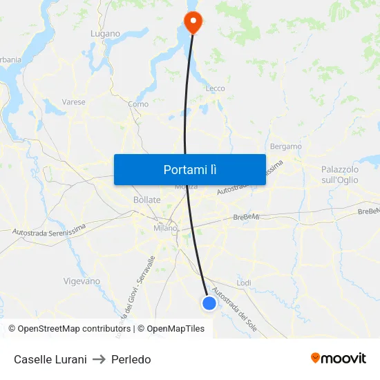 Caselle Lurani to Perledo map