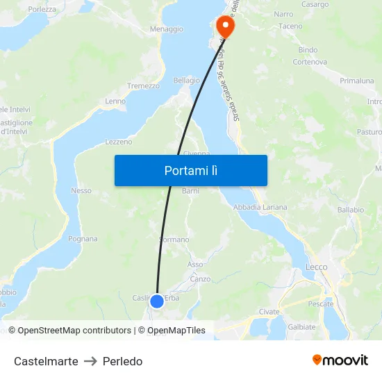Castelmarte to Perledo map