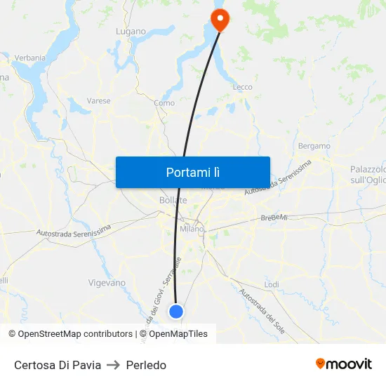 Certosa Di Pavia to Perledo map