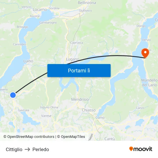 Cittiglio to Perledo map