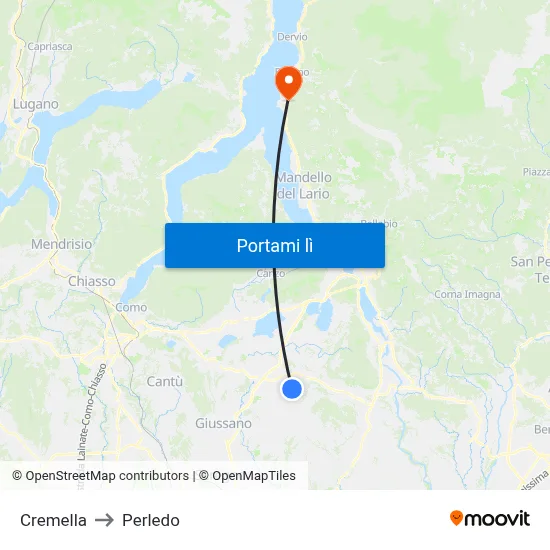 Cremella to Perledo map