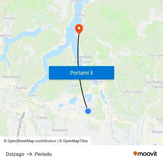Dolzago to Perledo map