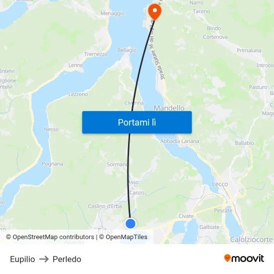 Eupilio to Perledo map