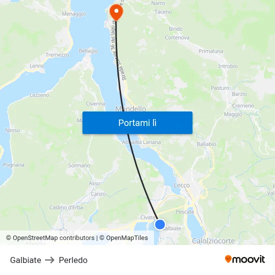 Galbiate to Perledo map