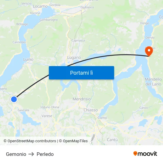 Gemonio to Perledo map