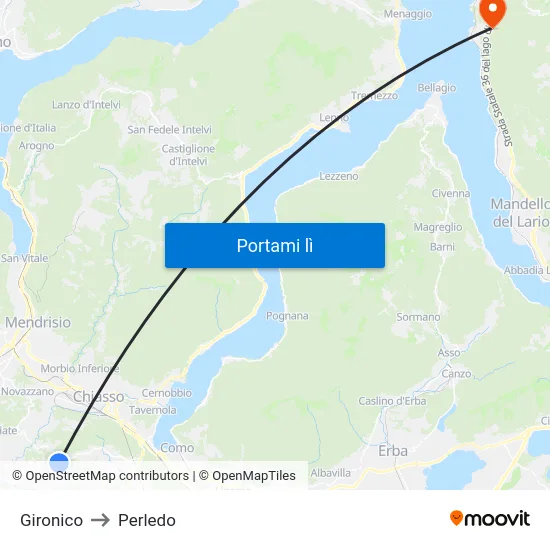 Gironico to Perledo map