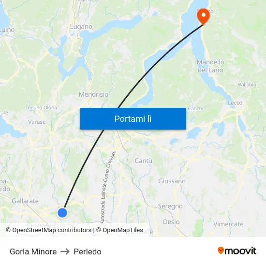Gorla Minore to Perledo map