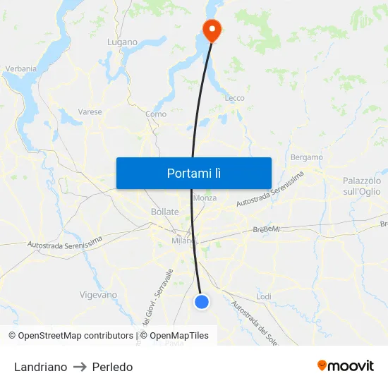 Landriano to Perledo map