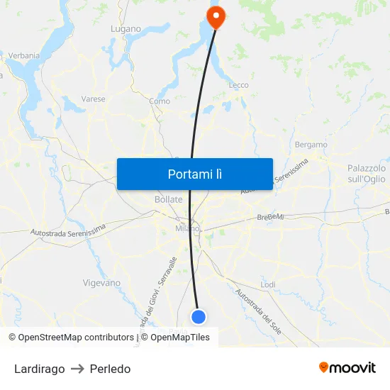 Lardirago to Perledo map
