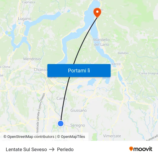 Lentate Sul Seveso to Perledo map