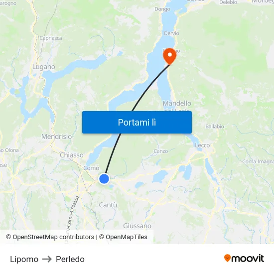 Lipomo to Perledo map