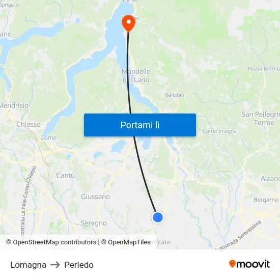 Lomagna to Perledo map