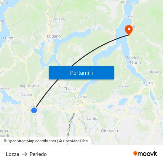Lozza to Perledo map