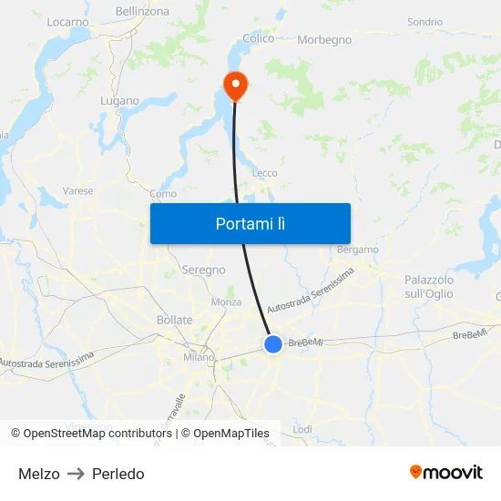 Melzo to Perledo map
