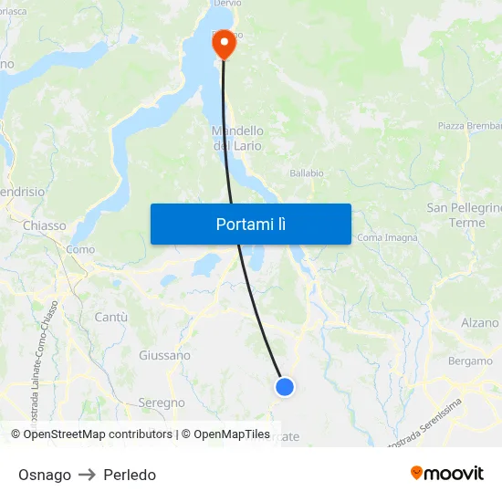 Osnago to Perledo map