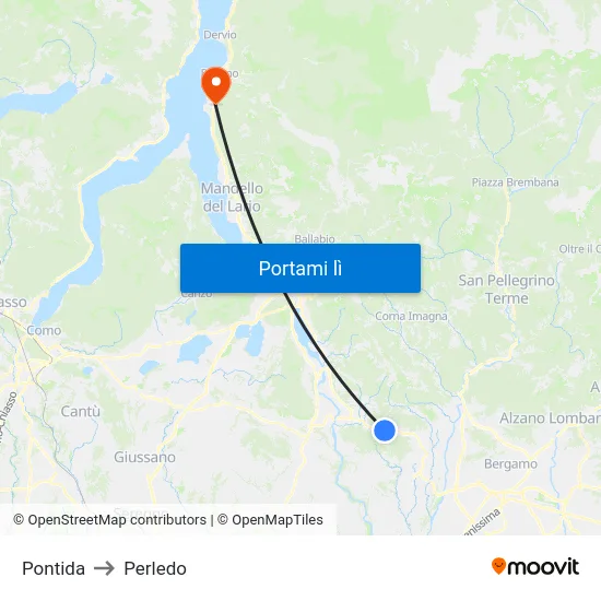 Pontida to Perledo map