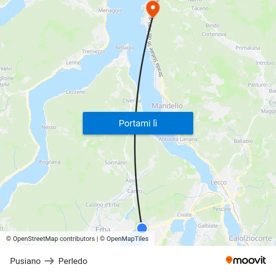 Pusiano to Perledo map