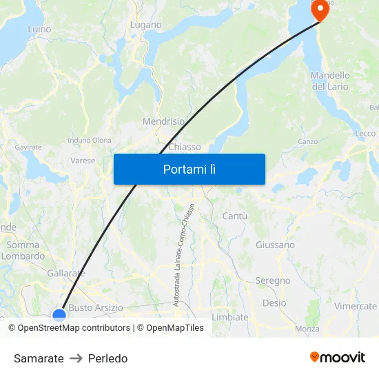 Samarate to Perledo map