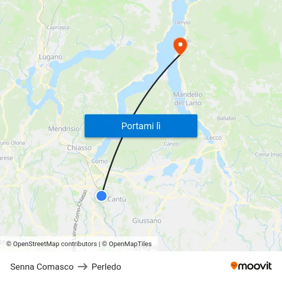 Senna Comasco to Perledo map