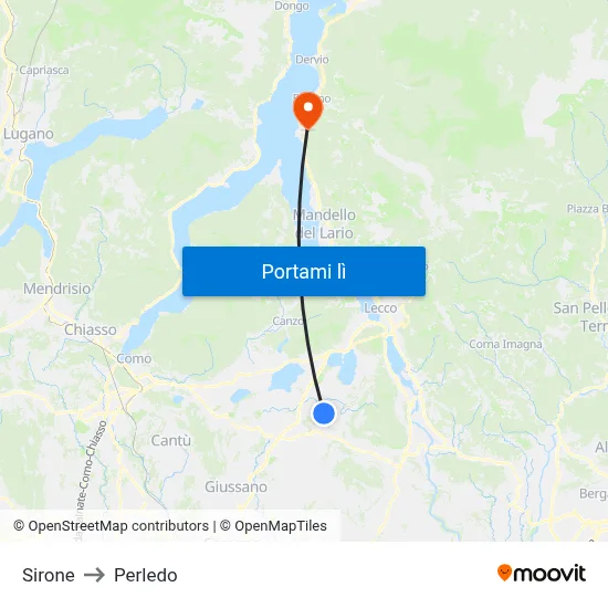 Sirone to Perledo map