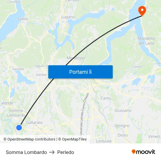 Somma Lombardo to Perledo map
