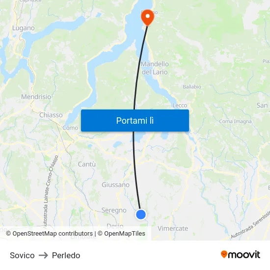 Sovico to Perledo map