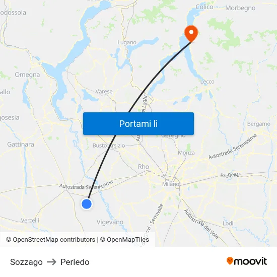 Sozzago to Perledo map