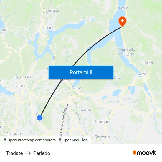 Tradate to Perledo map