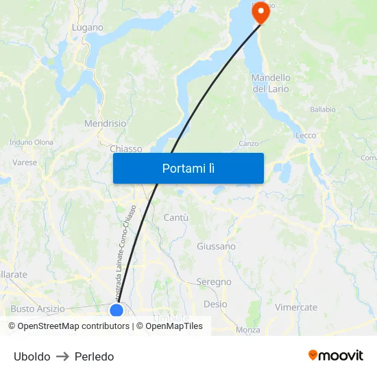 Uboldo to Perledo map