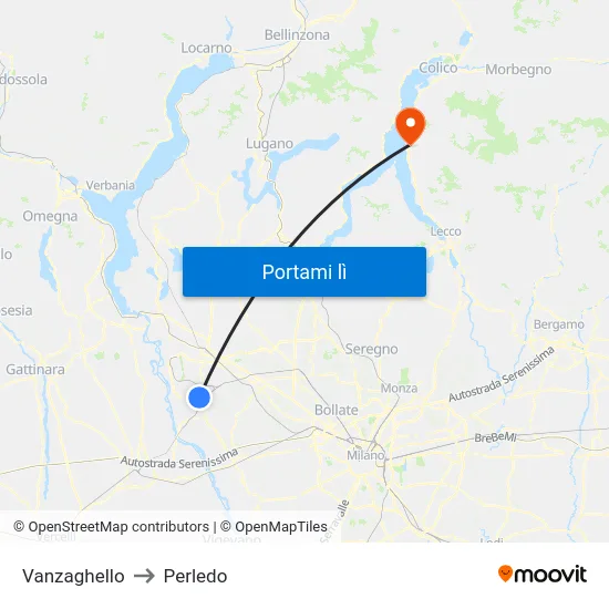 Vanzaghello to Perledo map