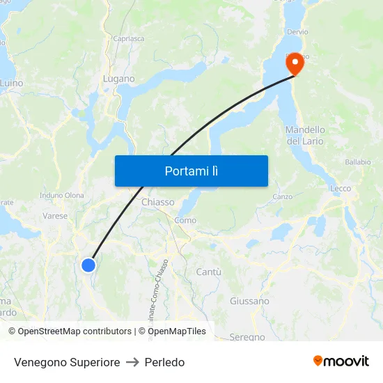 Venegono Superiore to Perledo map